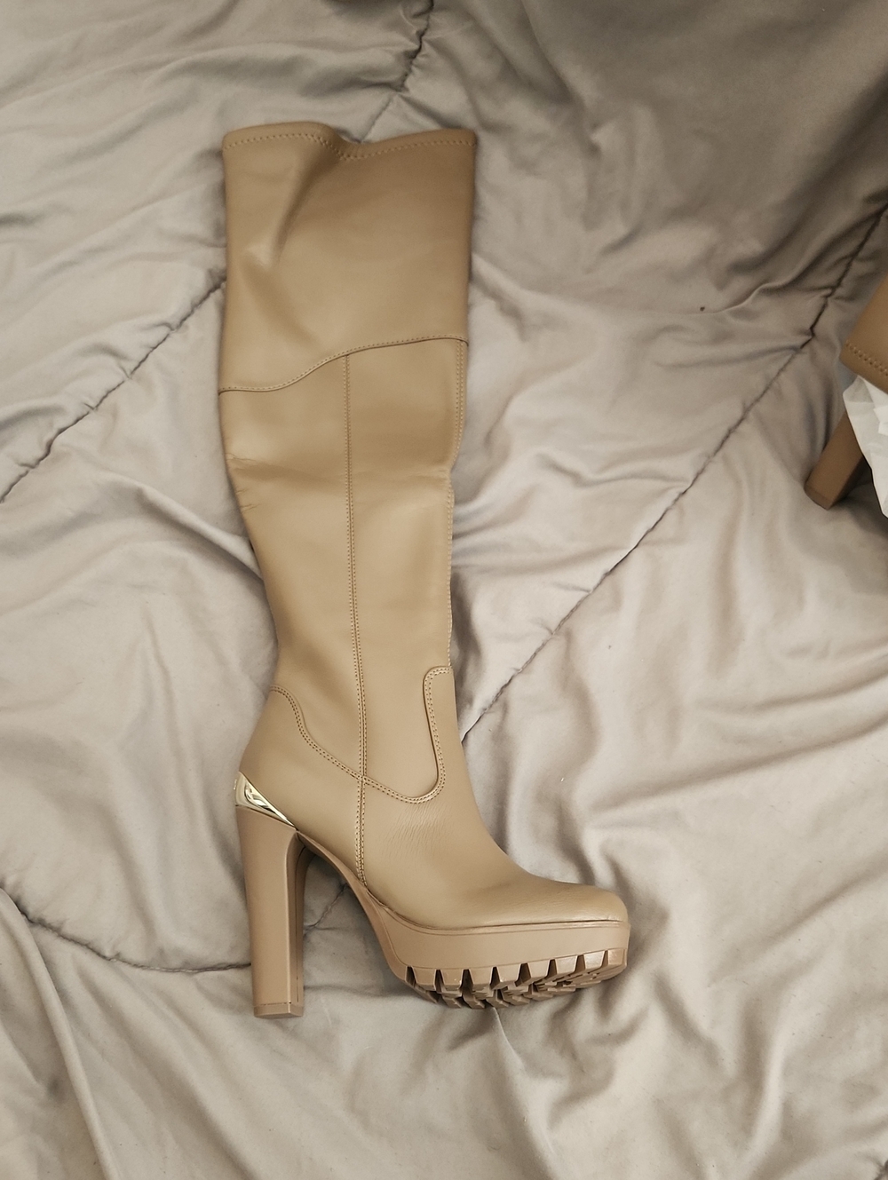 Guess Taupe Over-the-Knee Platform Boots